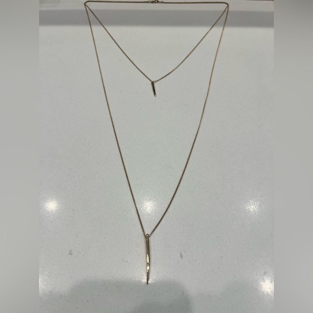 Premier Designs Double Gold Pendant Necklace
